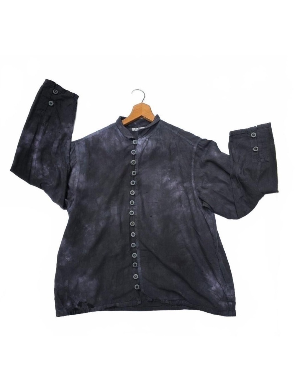 Gothic Romance Grey + Violet CloudDyevCotton Top Victorian Button Up Blouse Sm.